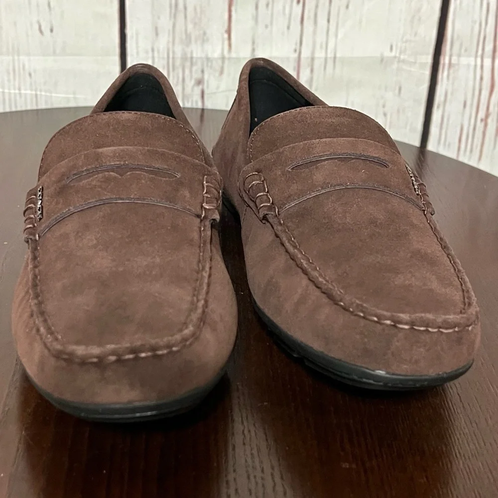 Coach MOTT DRIVER DARK MAHOGANY Men's Suede Loafers driving shoes size 8D NiB